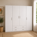 Armario de Melamina de Alta Calidad - Blanco- 4 puertas - 2 cajones