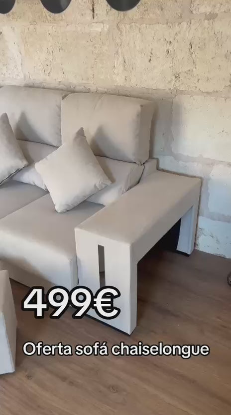 Sofá Oscar chaise longue con canapé abatible - Gris